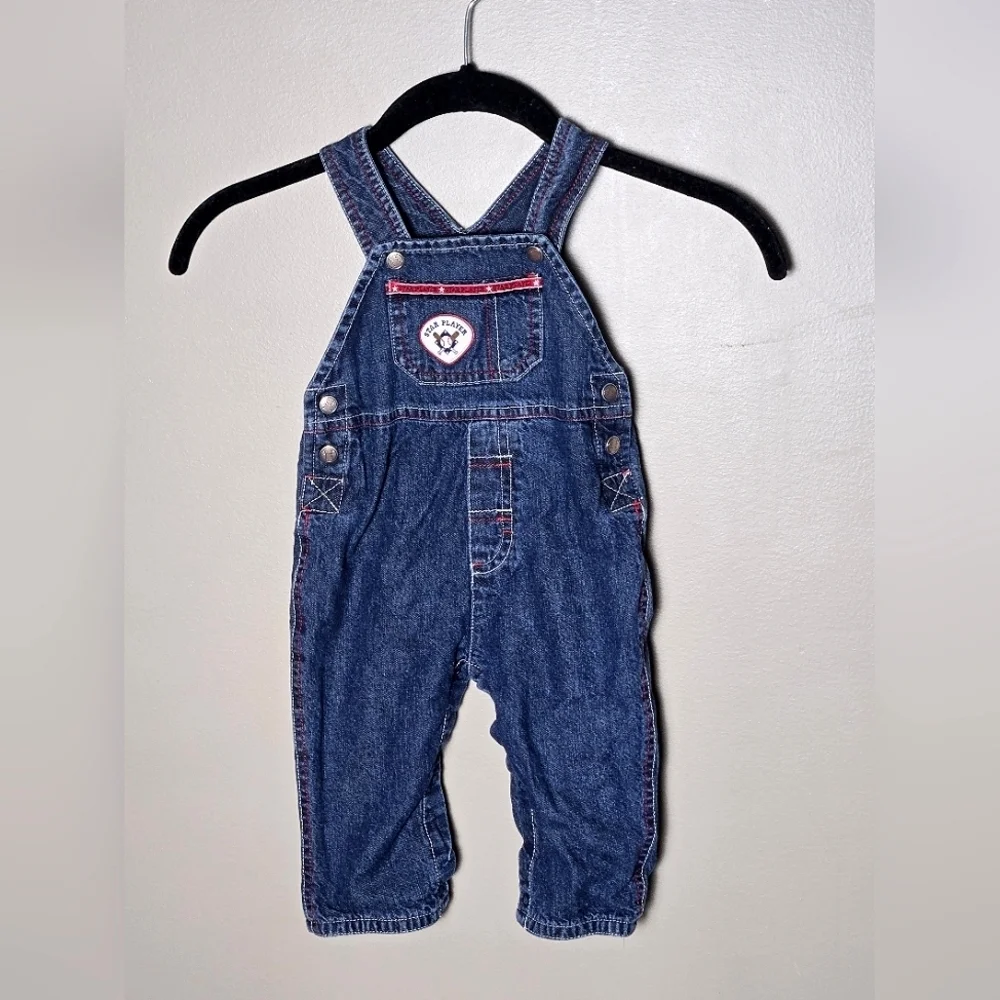 First Moments Lined Baseball Embroidered Overalls, Newborn‎